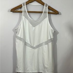 TEMA white workout tank w/peekaboo features, XL